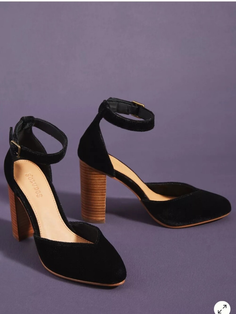 Soludos Anthropologie Witchy Romantic Boho Black Velvet Collette Heel Sz 7